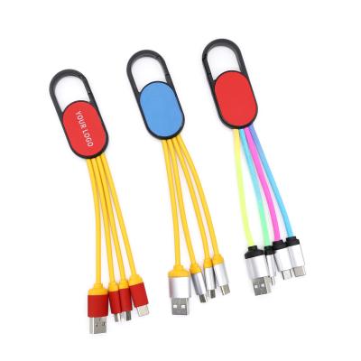 China Cell Phone Types Best Promotional Gift Key Chain 3 in 1 USB Cable with Charging and Customized LED Lighting Up Logo for sale