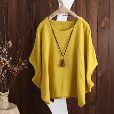 China Madame Clothing Plus Size Solid Color Women Canvas Cotton TRANSLUCENT Blouse for sale