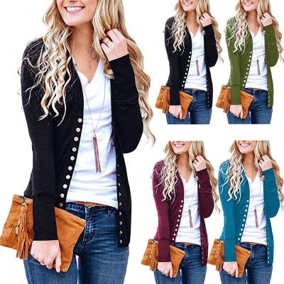 China Anti-wrinkle ready to ship long v-neckline sleeve button cardigan top for sale