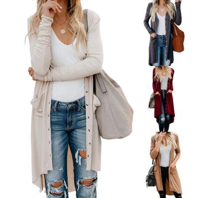 China Long Sweater Anti-Wrinkle Female Popcorn Cardigan Casual Cardigans For Women Knitwear Pocket for sale