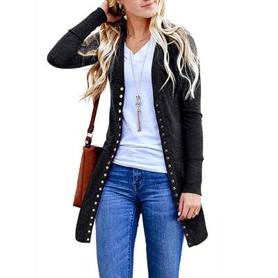 China Moq Anti-wrinkle small V-neck long sleeve women's fashion crossover cardigan knitted long cardigans for sale