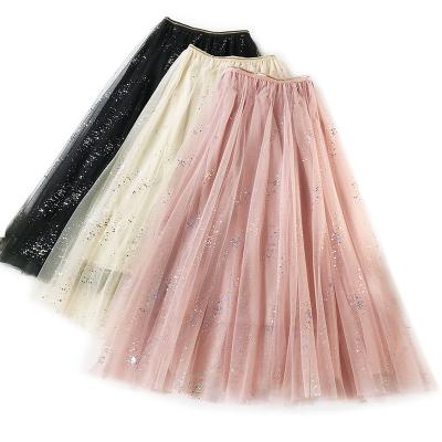 China Wholesale Anti-Static Italian Glitter Mesh Korean Skirt For Women for sale