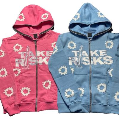 China Anti-Shrink Wholesale OEM Cotton Polyester Fleece Embroidery Screen Printing Logo Zip Up Fashion Hoodie Winter Jacket Men for sale