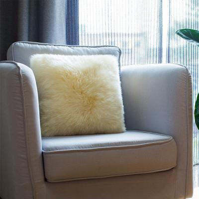 China 2021 New Style PORTABLE New Color Sheepskin Long Wool Pillow Cover Woolen Pillow for sale