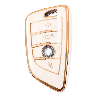 China Eco-friendly TPU Bag Holder Fit BMW Blade Car Key Cover Case For BMW X1 X5 X6 F-16 F48 BMW 1/2 Series Gold Line Key Case F15 for sale