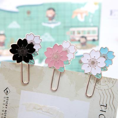 China Europe Metal Cherry Blossom Paperclip Cartoon Markers Small Markers Creative Exquisite Multi Colors Learning Stationery for sale