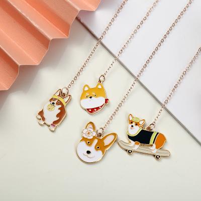 China Europe Creative Cartoon Corgi Dog Student Stationery Portable Reading Cute Animal Bookmarks for sale