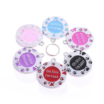 China Custom Round China Dog Tag Circle With Pet Paw Footprint Jewelry Tags for sale