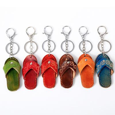 China Global Promotion Gift Souvenir Handmade Slipper Fiascos Leather Key Chain for sale