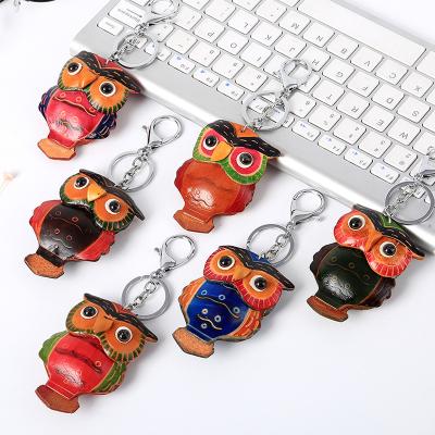 China Various Custom Handmade Colorful Leather Shaped Worldwide Owl Shaped Keychain Wholesale from China Promotional Factory for sale