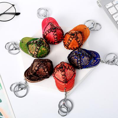 China World Hat Keyholder Mix Leather Pendant Handmade Hat Shape Alloy Key Chain Custom Key Ring for sale