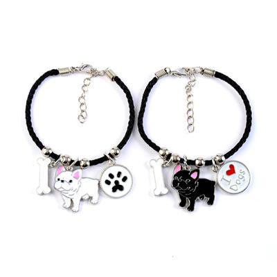 China French Bulldog Charm Bracelet CLASSIC Enamel Fork Bangle Personalized Dog Bracelet for sale