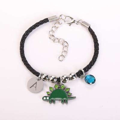 China CLASSIC Custom Made DIY Dinosaur Bracelets Women Girls Lucky Stone Letter Bracelet Animal Twelve Month Lucky Stone Pendant Gifts for sale