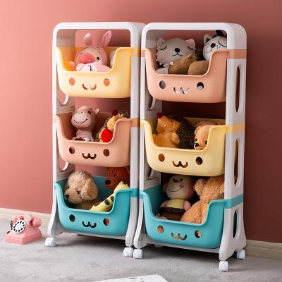 China Viable Children Toy Storage Rack Kids Shelf with Plastic Wheels Shelves Kitchen Organizer Storage Holders and Brackets for sale