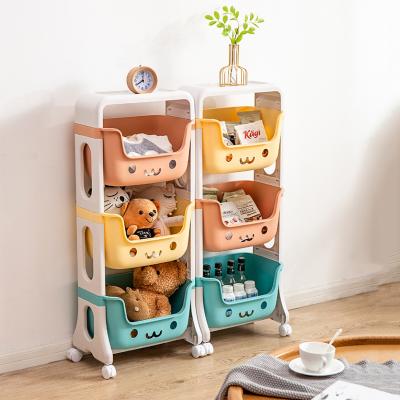 China Multi-Layer Bedroom Viable Home Snack Trolley Bedside Storage Rack Toys Corner Kitchen Plastic Shelf for sale