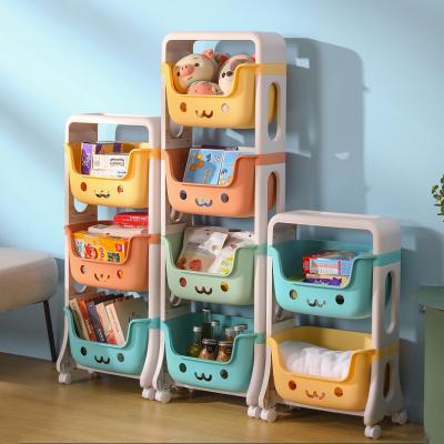 China Corner Kids Toy Storage Plastic Shelf Bedside Kitchen 2 Tier Snacks Storage Home Viable Toys Rack for sale