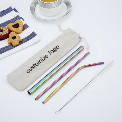 China Eco Friendly Metal Viable Straw 304 Customs Straight Stainless Steel Drinking Logo Set for sale