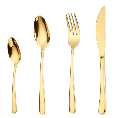 China Sustainable Gold Plated Wholesale Used Bulk Custom Stainless Steel Restaurant Flatware Set for sale