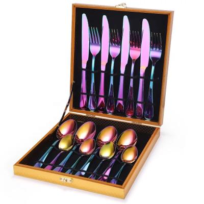 China Sustainable Luxury German Flatware Eco Wedding Multicolor Jieyang Stainless Steel Cutlery Set for sale