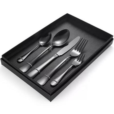 China Custom Viable Gift Black Chinese Stainless Steel 4pcs Royal Cutlery Set for sale