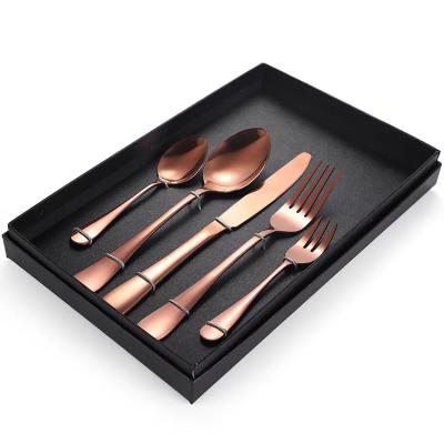 China Art Decor Party Amazon Hot Stainless Steel Shiny Flatware Sets Plated Elegant Pvd Coating Rose Gold Cutlery Set for sale