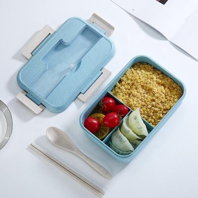 China BPA Free Viable 2 Layer Container Wheat Straw Bento Lunch Box Biodegradable Lunch Box for sale