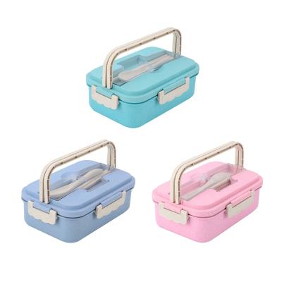 China Microwavable Eco Friendly Custom Lunch For Kids Plastic Wheat Straw School Children Bento Box for sale