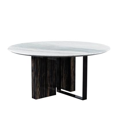 China Customized High End Modern Simple Affordable Dining Table Home Customized Home Furniture With 100% Natural Marble Top Exterior Ebony Wood for sale