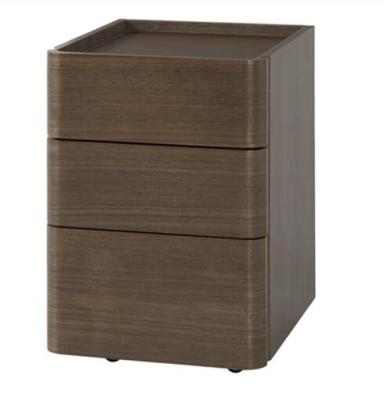 China Assembled Night Stand Side Table Dining Cabinet For Home Furniture With 3 Drawers In Walnut Veneer Slider Track Rail for sale