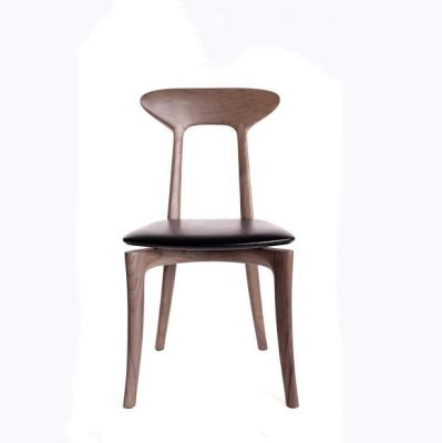 China Simple Modern Simple Walnut Wood Dining Chair Velvet Fabric Kitchen Chairs OEM Building Style Life Sponge Foam LeatherRestaurant Seat for sale