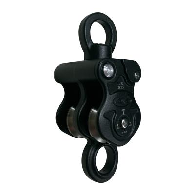 China Universal aluminum rescue double brake pulley for rescue and high work for sale