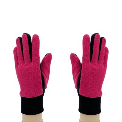 China Comfortable Brushed fleece monochrome plush anti-skid touch screen gloves Brushed outdoor gloves Warm lady gloves for sale