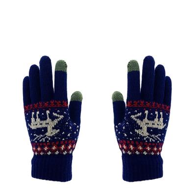 China Cozy winter Christmas knitted wool-acrylic touch screen gloves, unisex warm knitted gloves, women's and men's gloves for sale