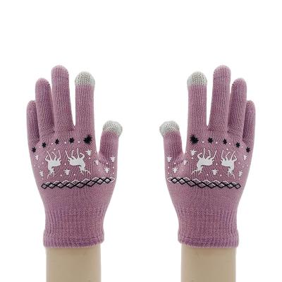 China Winter Comfortable Snow and Warm Sika Deer Gloves, Touch Screen Dot Glue Gloves, Boys and Girls Knitten Gloves for sale