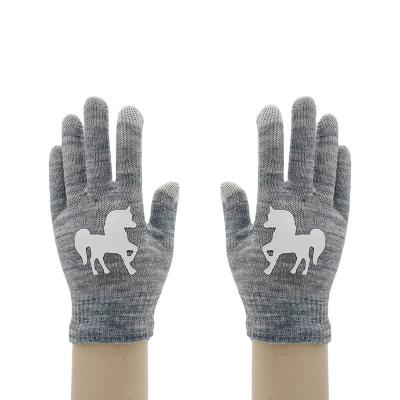 China Comfortable winter cute unicorn gloves, touch screen dot glue gloves, boys and girls with knit gloves for sale