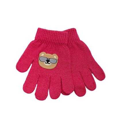 China Winter Soft Fashion Children's Five Finger Gloves Cartoon Pattern Warm Knitting Sports Gloves for sale