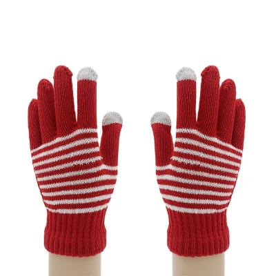 China Comfortable Winter Warm Jacquard Knitting Customized Stripe Mobile Phone Touch Screen Magic Gloves for sale