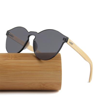 China Half Wooden Leg Classic Wooden Leg One Piece Bamboo Sunglasses Mirror Lens Fashion Sunglasses Custom Logo for sale