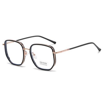 China Square 2021 Fashion Anti Myopia Glasses Blue Transparent Women's Unisex TR90 Alloy Round Optical Frame for sale