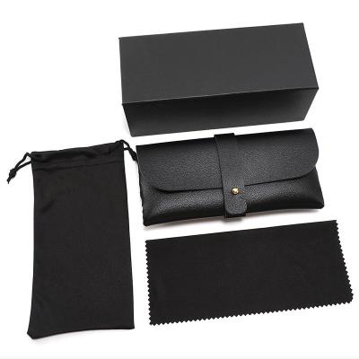 China Unisex High Quality Black Branded Sun Glasses Pouch Bag PU Glasses Gift Box Eyewear Gift Box Leather Glasses Case Custom Logo for sale