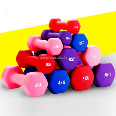 China Universal Wholesale Fitness Training Equipment Gym Portable Colorful Rubber Hex Dumbbell for sale