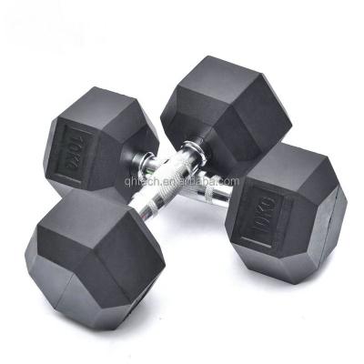 China Hex Anti-Slip Rubber Dumbbell for sale