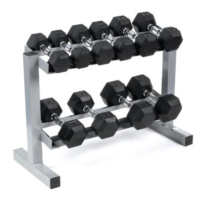 China Hex Dumbbell Weightlifting Dumbbell Free Weights Dumbbells Weigh Cast Hex Black Set Rubber Coated Dumbbell for sale