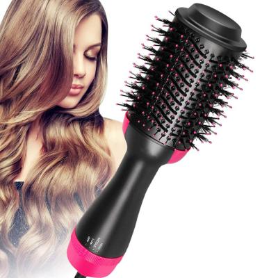 China Electric Hair Brush Straightener Curler Comb 2 in 1 Hot Hair Dryer Styler Negative Anion Blowing Straight Hair Blow Drying Brush for Quick Heat for sale