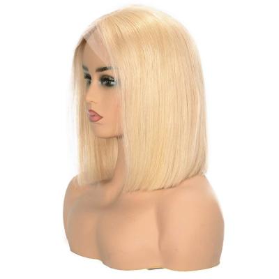 China Silky Straight Wave 10 Inch 12 Inch Brazilian Human Virgin Hair HD Mink Style Bob Wig Short Bob Cut Blonde Swiss Lace Frontal Wig 1B 613 Real for sale