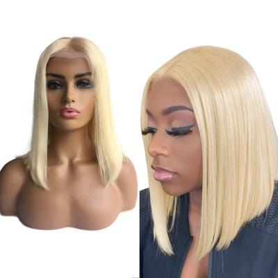 China 100% Blonde Virgin Human Hair 13x4 Lace Wigs Wave 12a 613 Silky Straight Bob Wigs For Color Women Brazilian Hair Lace Front Wigs for sale