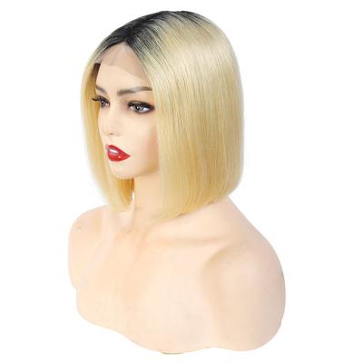 China Cheap Silky Straight Wave Wigs Wholesale Ombre Short Bob Cut 1B 613 Blonde HD Lace Front Wig Real Mink Brazilian Human Virgin Hair Wig Bob Style for sale