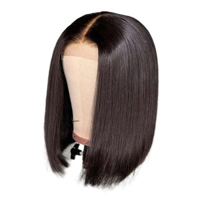 China Long Double Drawn Silky Straight Bob Wig Malaysian Virgin Hair 8 Inch 4*4 Inch Straight Lace Human Hair Bob Wigs For Black Women for sale