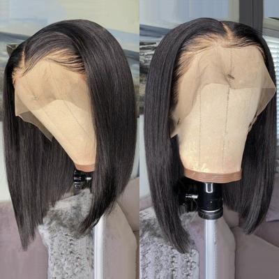 China Fashion Design Straight Hair Wholesale Bob Brazilian Wigs Front Closure Short Bob Brazilian Hair Lace Front Wig 8 Inches for sale