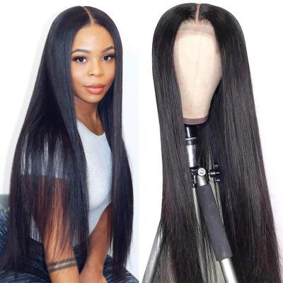 China Hd Silky Straight Brazilian Hair Lace Front Wig Bone Straight Human Hair Wig For Women Virgin Color Cuticle Aligned 4X4 Lace Closure Wig for sale